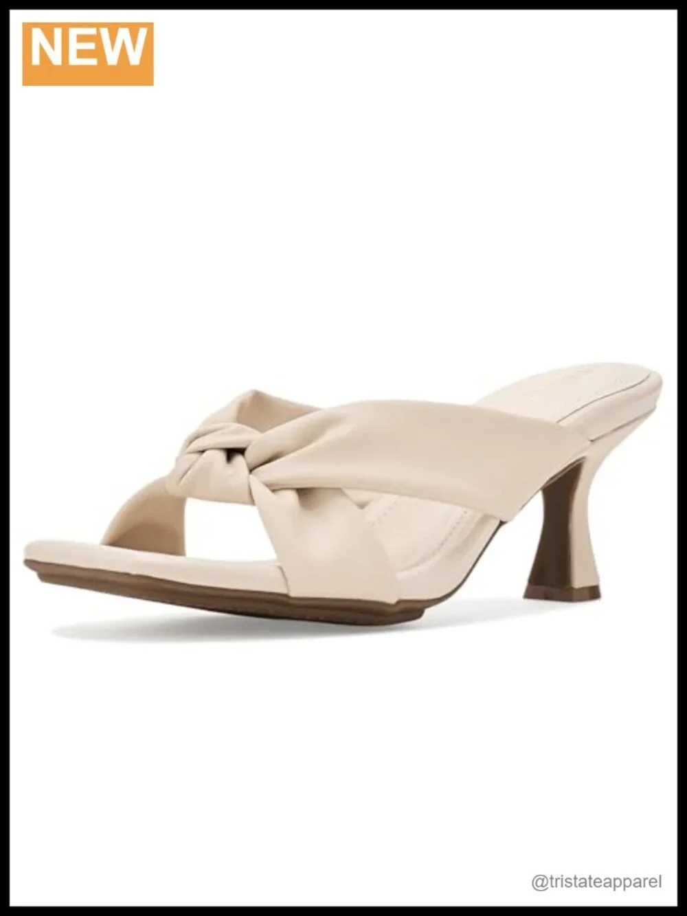 Knotted Heeled Sandal Platform PU 3in Flared Heel Slip On
